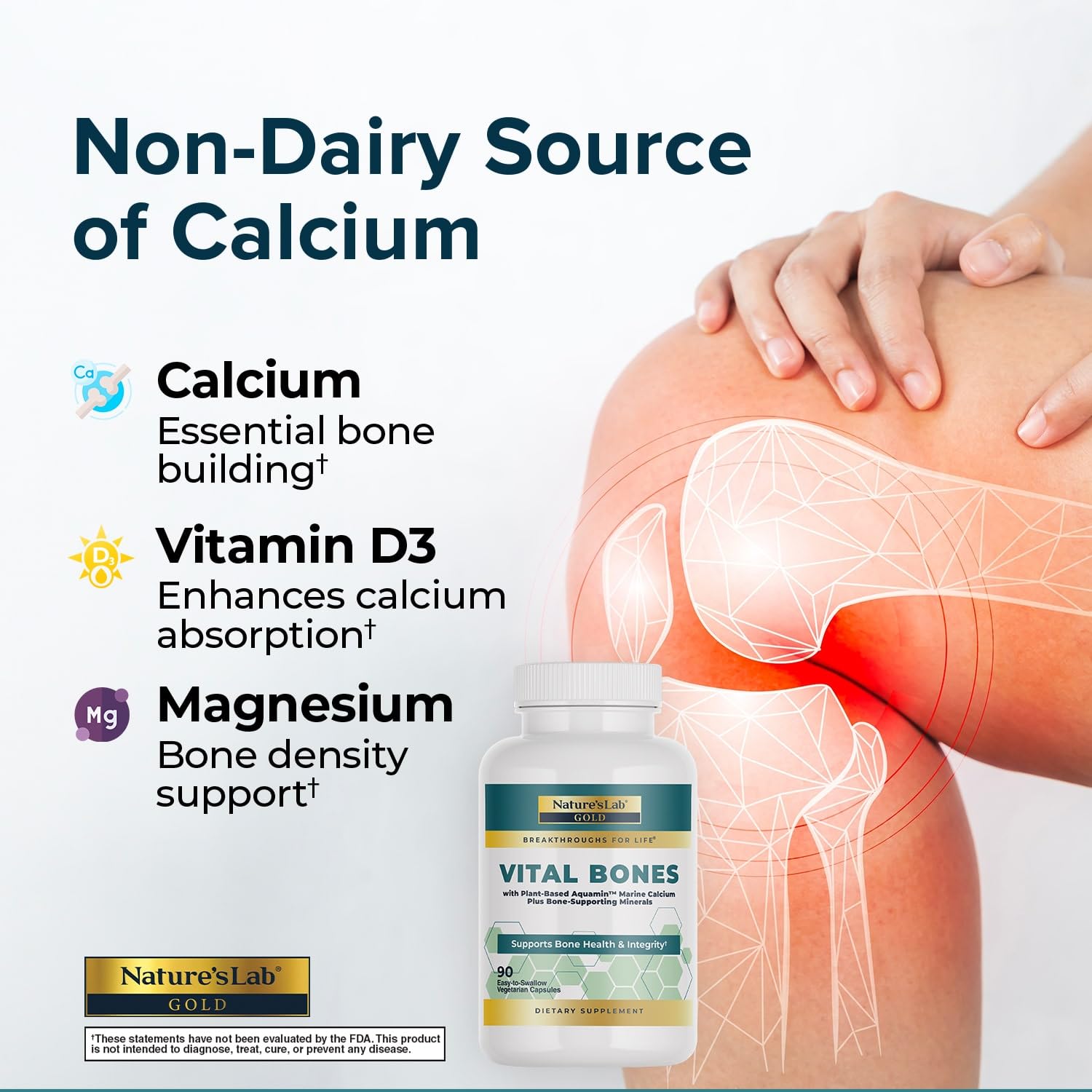 Serving-size trio of capsules highlighting vitamin D3 and calcium absorption benefits