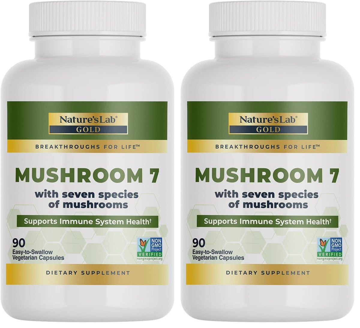 Nature's Lab Mushroom 7 Organic Blend bottle for daily immune support.
