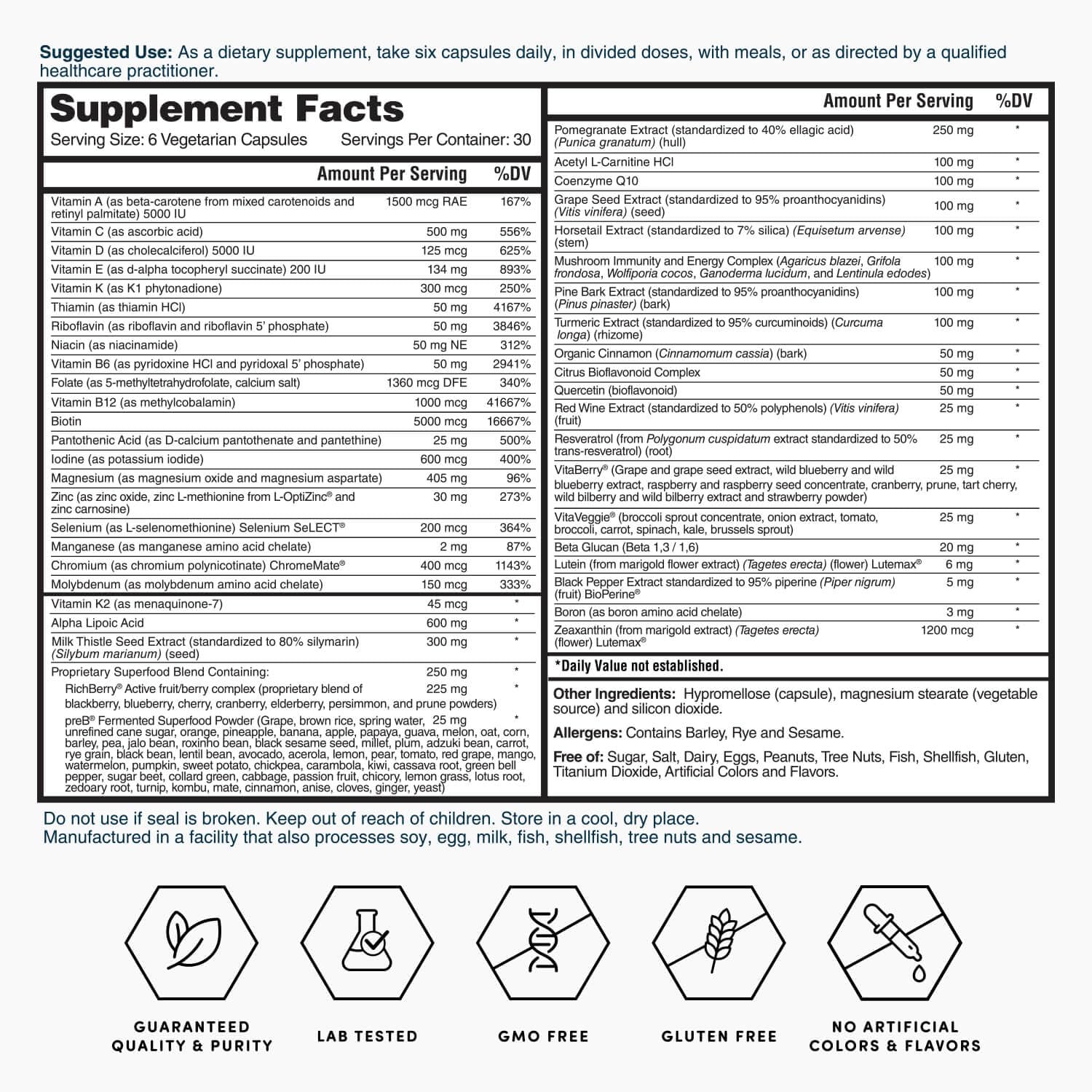 Nature's Lab Six Daily shows advanced absorption with methylcobalamin and 5-MTHF