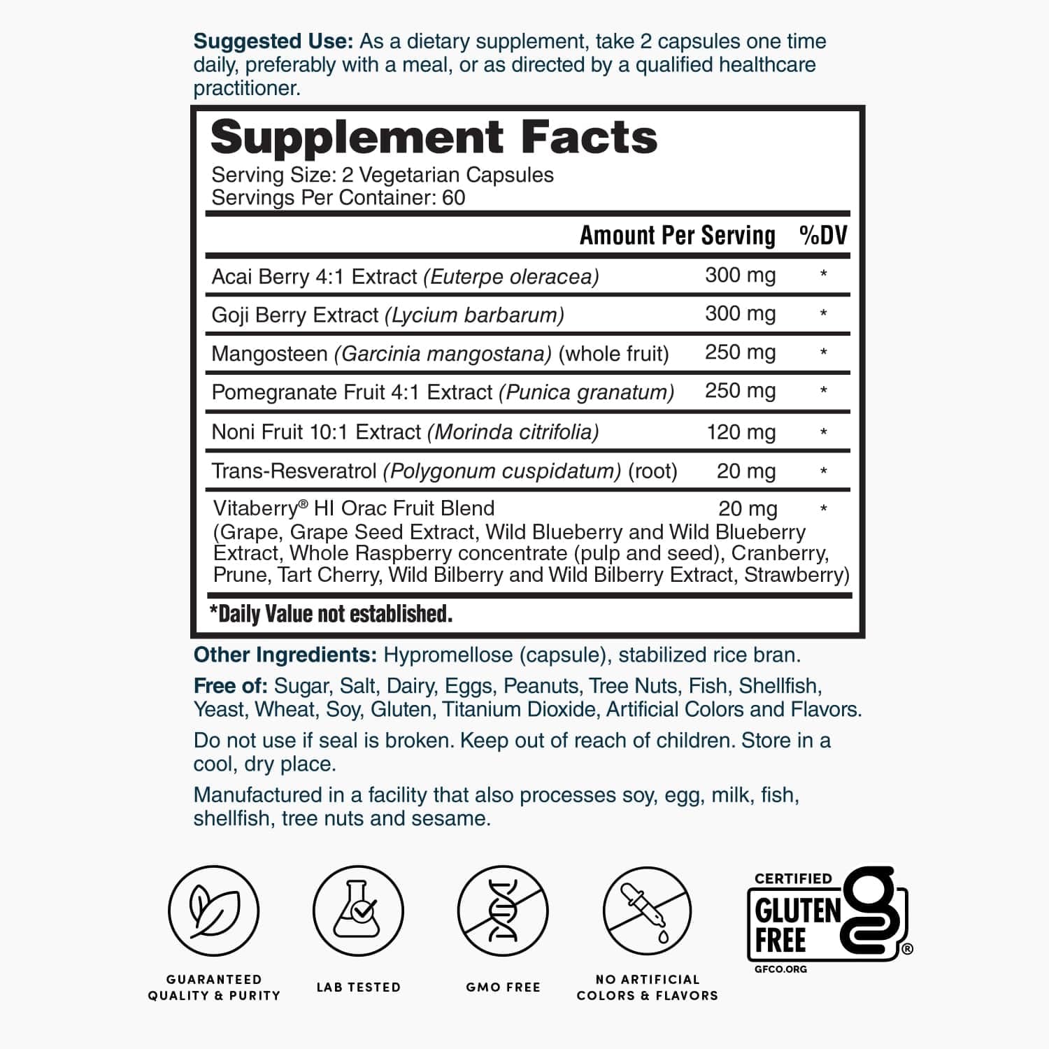 Nature's Lab antioxidant fruit blend with acai, goji, noni, pomegranate for everyday support