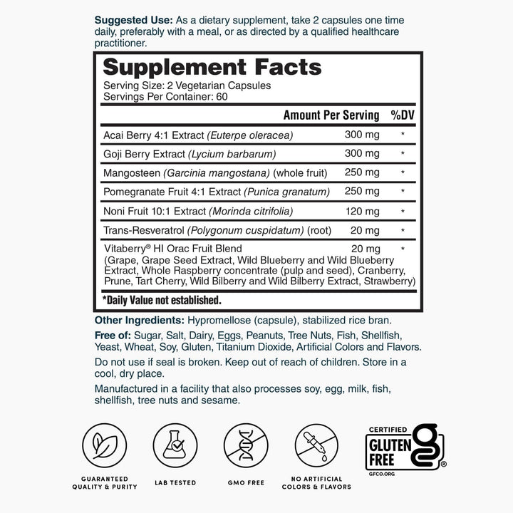 Nature's Lab antioxidant fruit blend with acai, goji, noni, pomegranate for everyday support