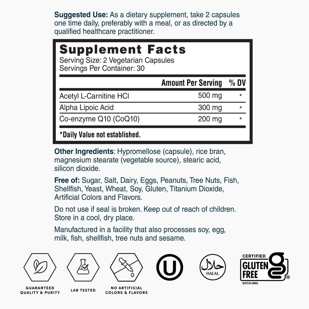 Nature's Lab supplement facts label for ingredient transparency.