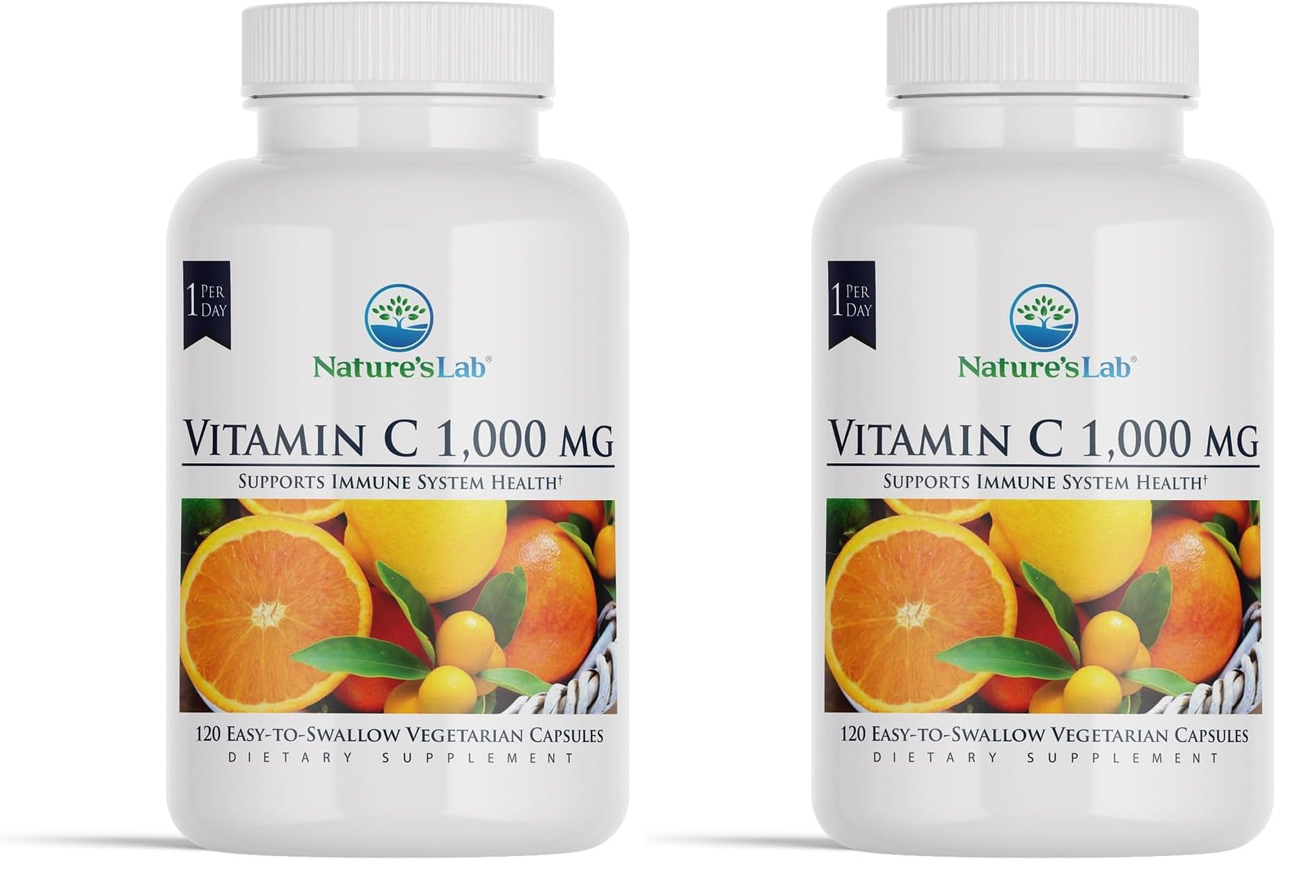 Nature's Lab Vitamin C 1000mg bottle front shows packaging for immune support