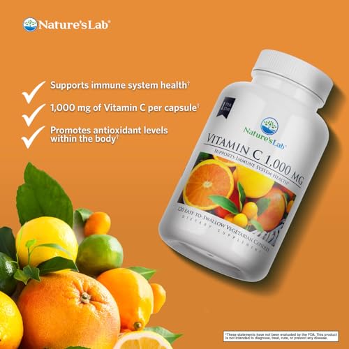 Nature's Lab Vitamin C 1000mg bottle packshot with clear labeling and quality promise.