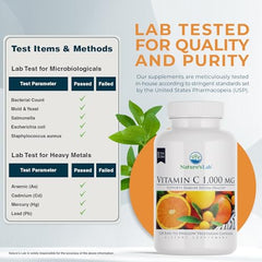 Nature's Lab Vitamin C 1000mg vegetarian capsules ready to swallow.