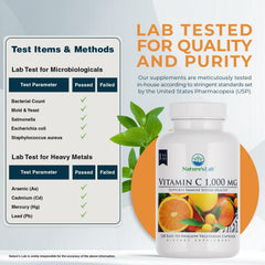 Nature's Lab Vitamin C capsules closeup shows vegetarian capsules