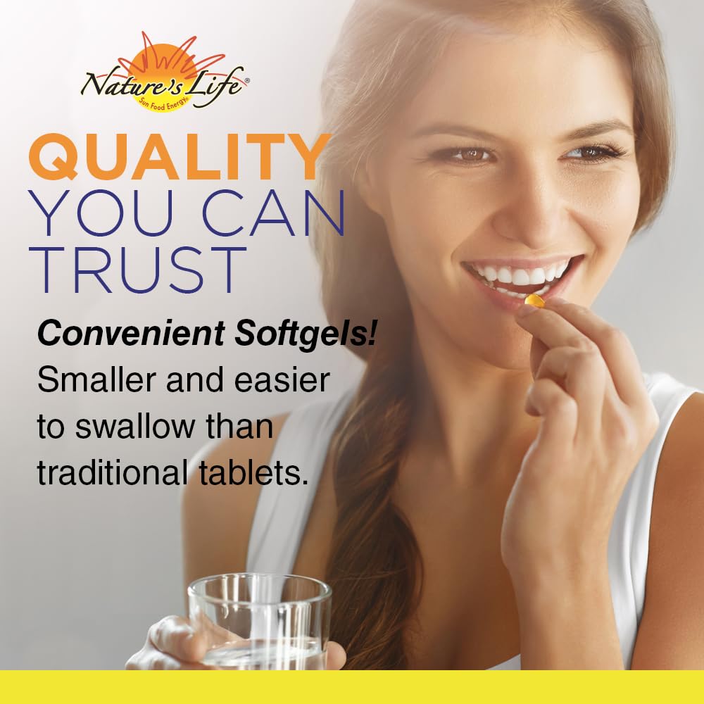 Softgel capsules of Nature's Life Beta Carotene are easy to swallow.
