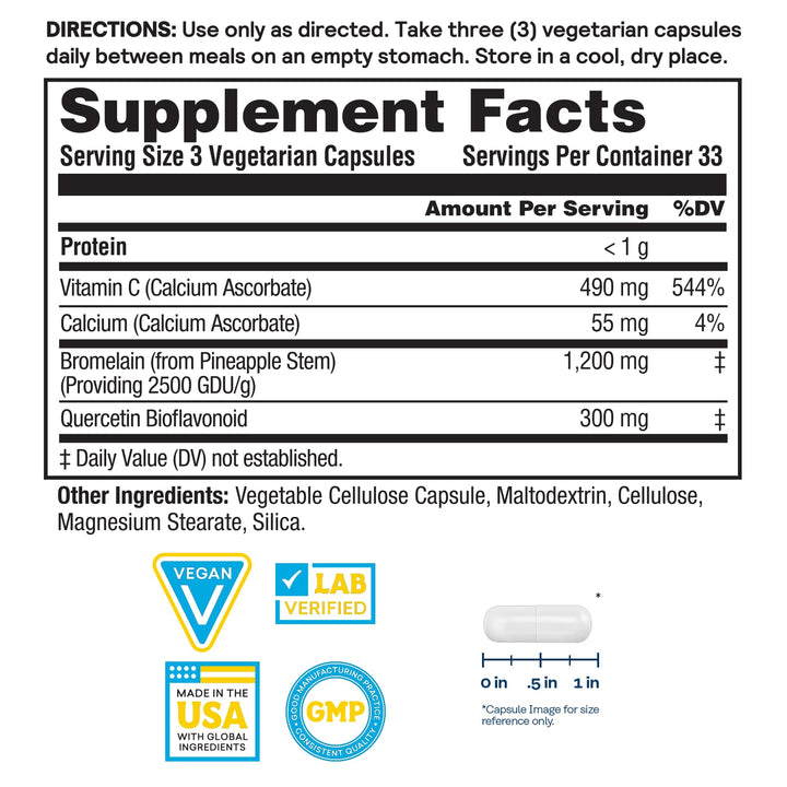 Nature's Life Bromelain Sinus Ease capsules in hand signaling easy vegan daily wellness.