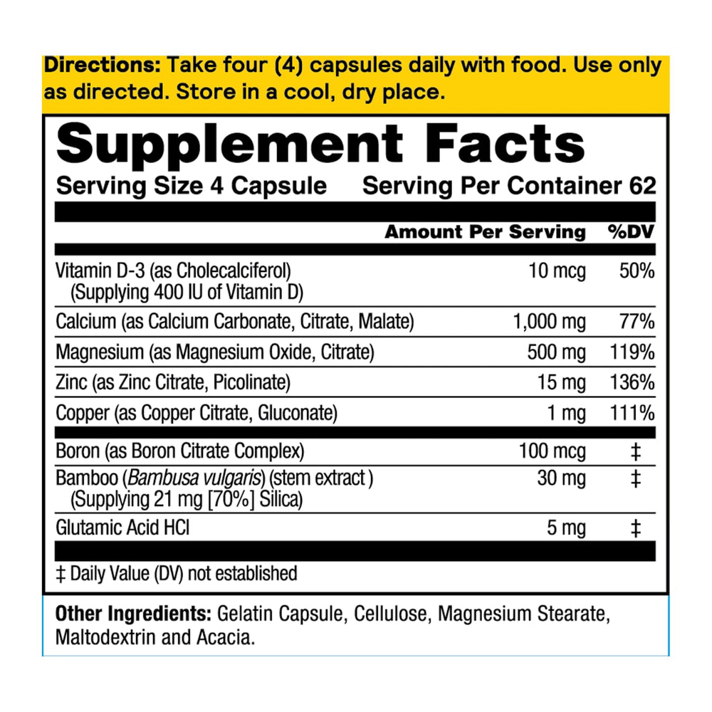 Nature's Life Cal Mag Zinc Complex label info showing serving size