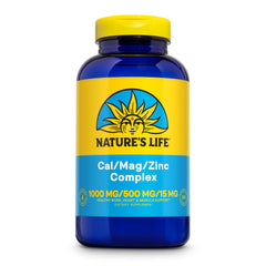 Nature's Life Cal Mag Zinc Complex tablets in bottle for daily mineral support