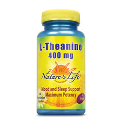 Nature's Life L-Theanine 60ct bottle supports alert relaxation and calm focus.