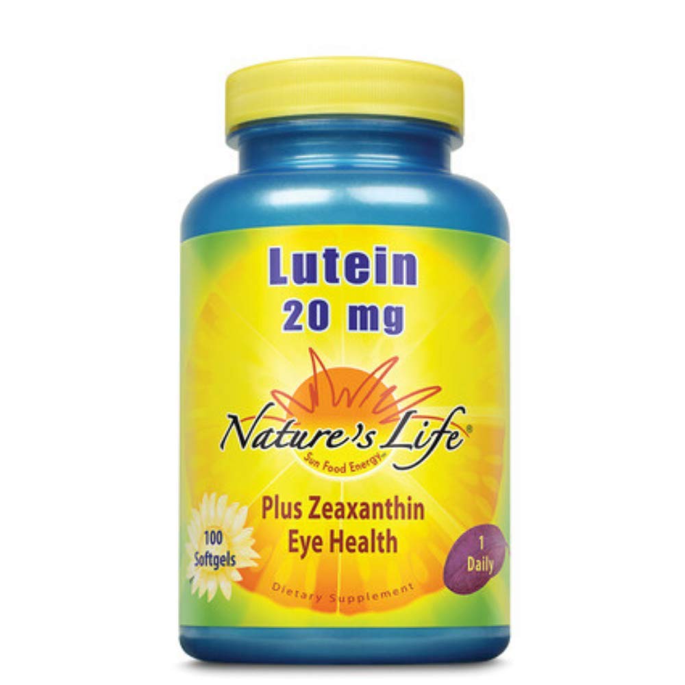 Nature's Life Lutein 20 mg bottle for daily eye wellness