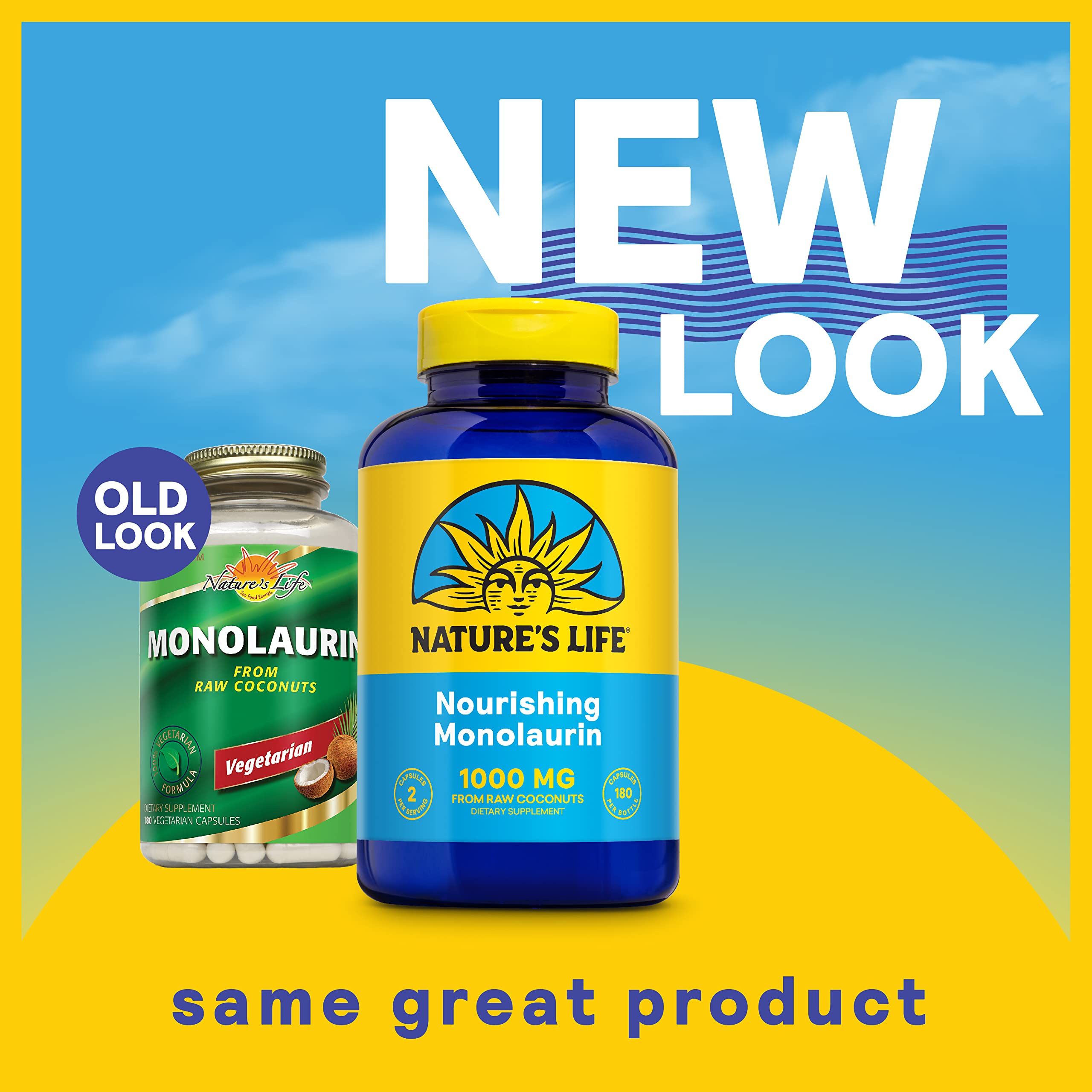 Nature's Life monolaurin bottle pour—easy daily dosage.