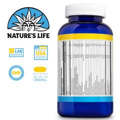 Nature's Life multivitamin label detail highlights balanced nutrients for daily wellness.