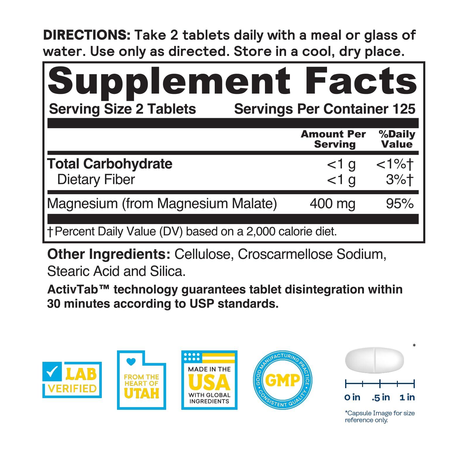 Nature's Life Renewing Magnesium Malate label close-up highlights the malic acid complex.