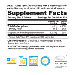 Nature's Life Renewing Magnesium Malate label close-up highlights the malic acid complex.
