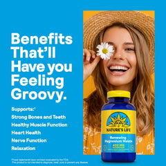 Nature's Life Renewing Magnesium Malate structure illustration shows 400 mg per serving.