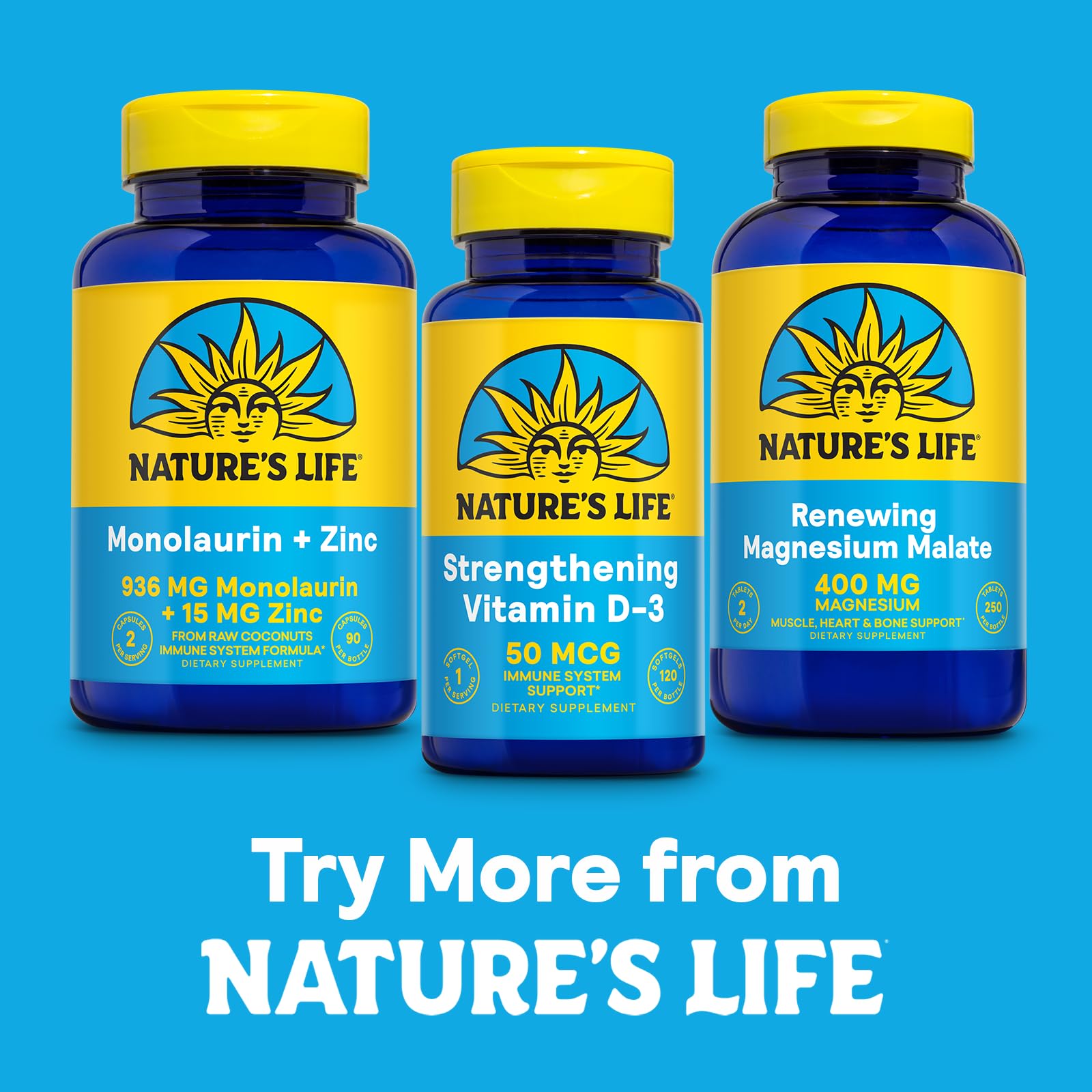 Nature's Life two-tablet daily dosage image demonstrates serving size.