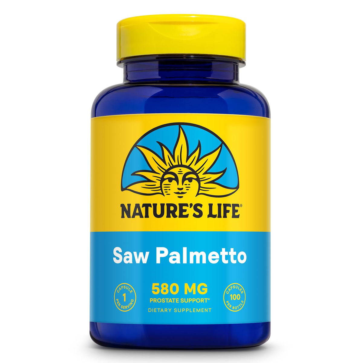 Nature's Life Saw Palmetto for Men 580mg bottle for daily support.