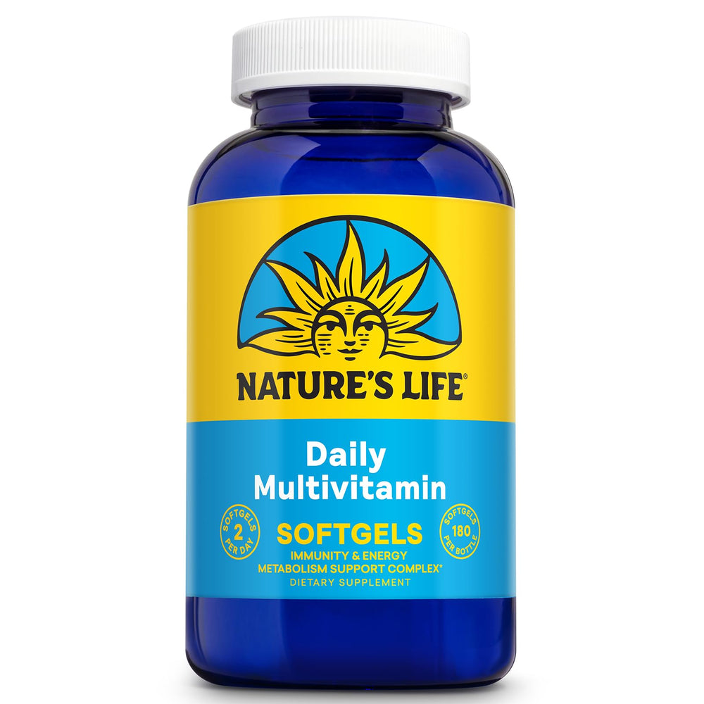 Nature's Life softgel multivitamin bottle for daily nutrition support.