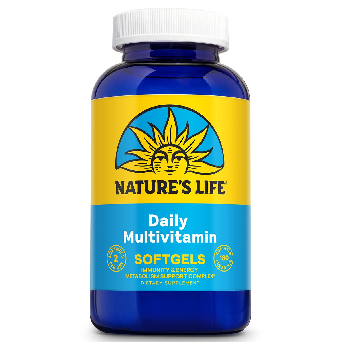 Nature's Life softgel multivitamin bottle for daily nutrition support.