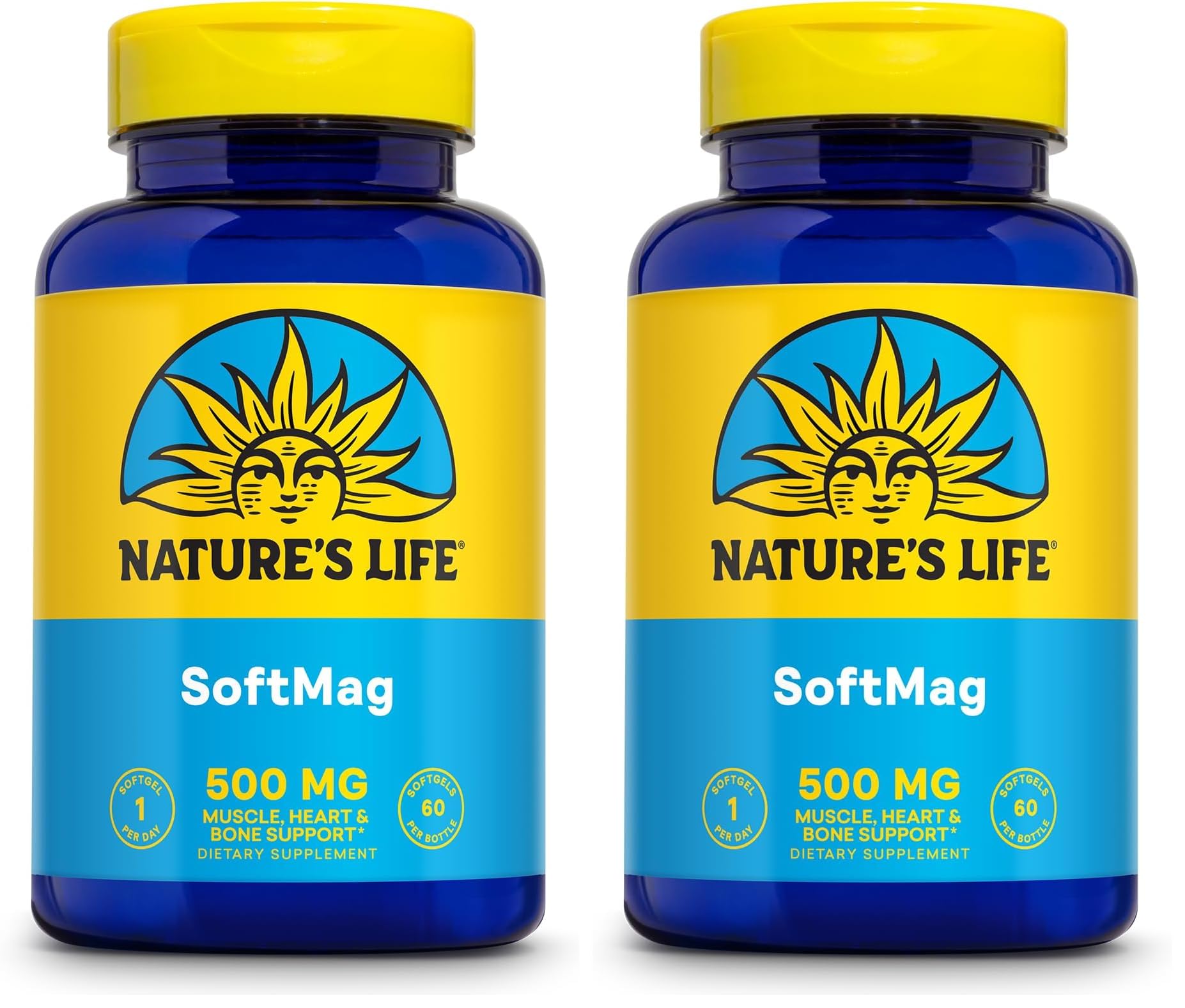 Nature's Life SoftMag bottle for daily magnesium support with easy-to-swallow softgels