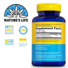 Close-up of Nature's Life SoftMag softgels showing smooth texture and swallowability