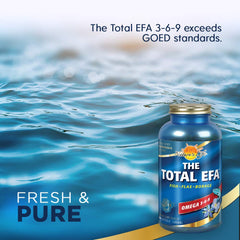 Nature's Life Total EFA Fish Oil bottle pour, convenient daily use.
