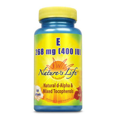Nature's Life Vitamin E 400 IU bottle highlights antioxidant support