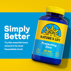 Nature's Life Zinc Picolinate packaging on natural backdrop suggesting eco-conscious production.