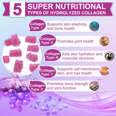 Closeup of Nature's live gummies highlighting grape blueberry flavor