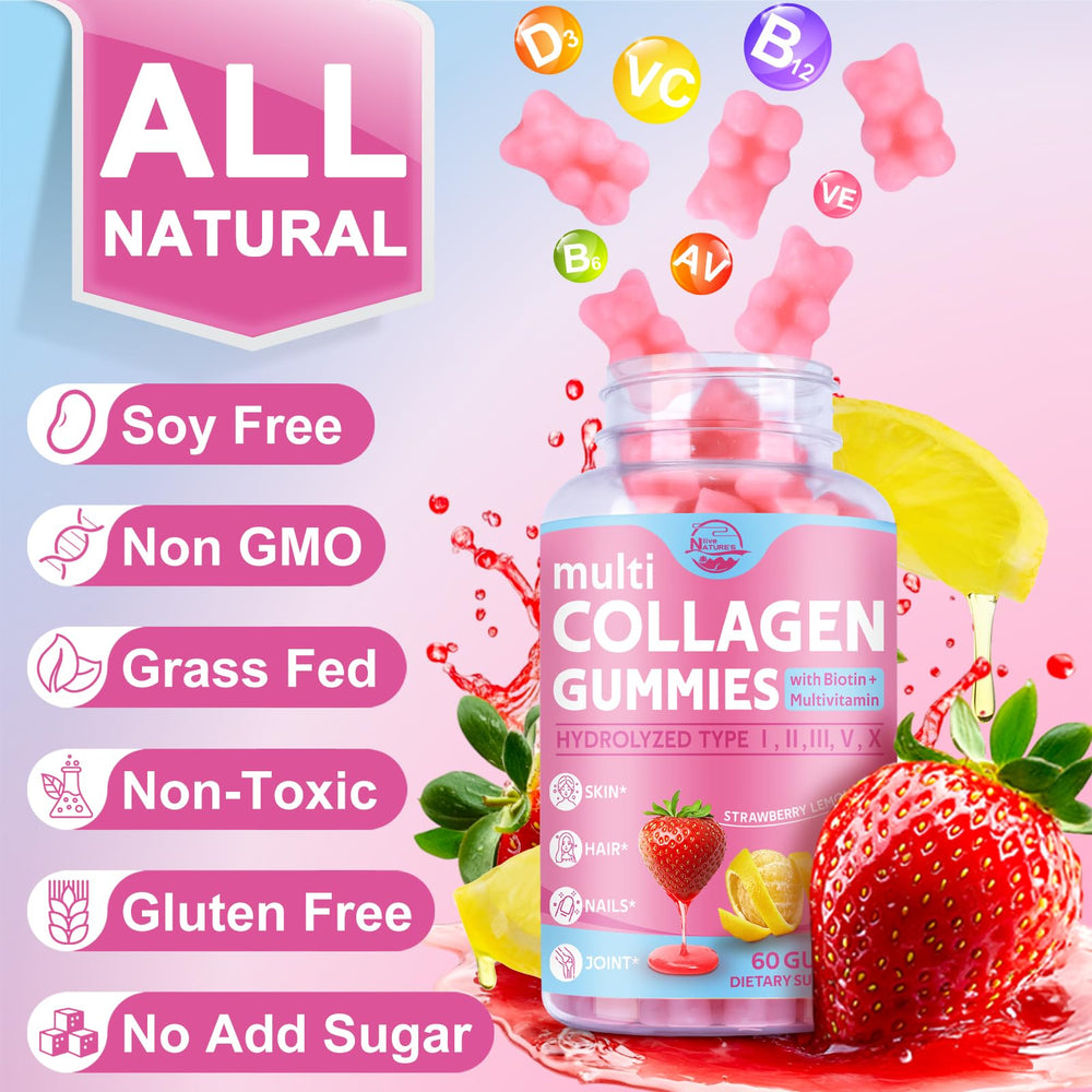 Sugar-free Nature's live gummies in a clear bottle.
