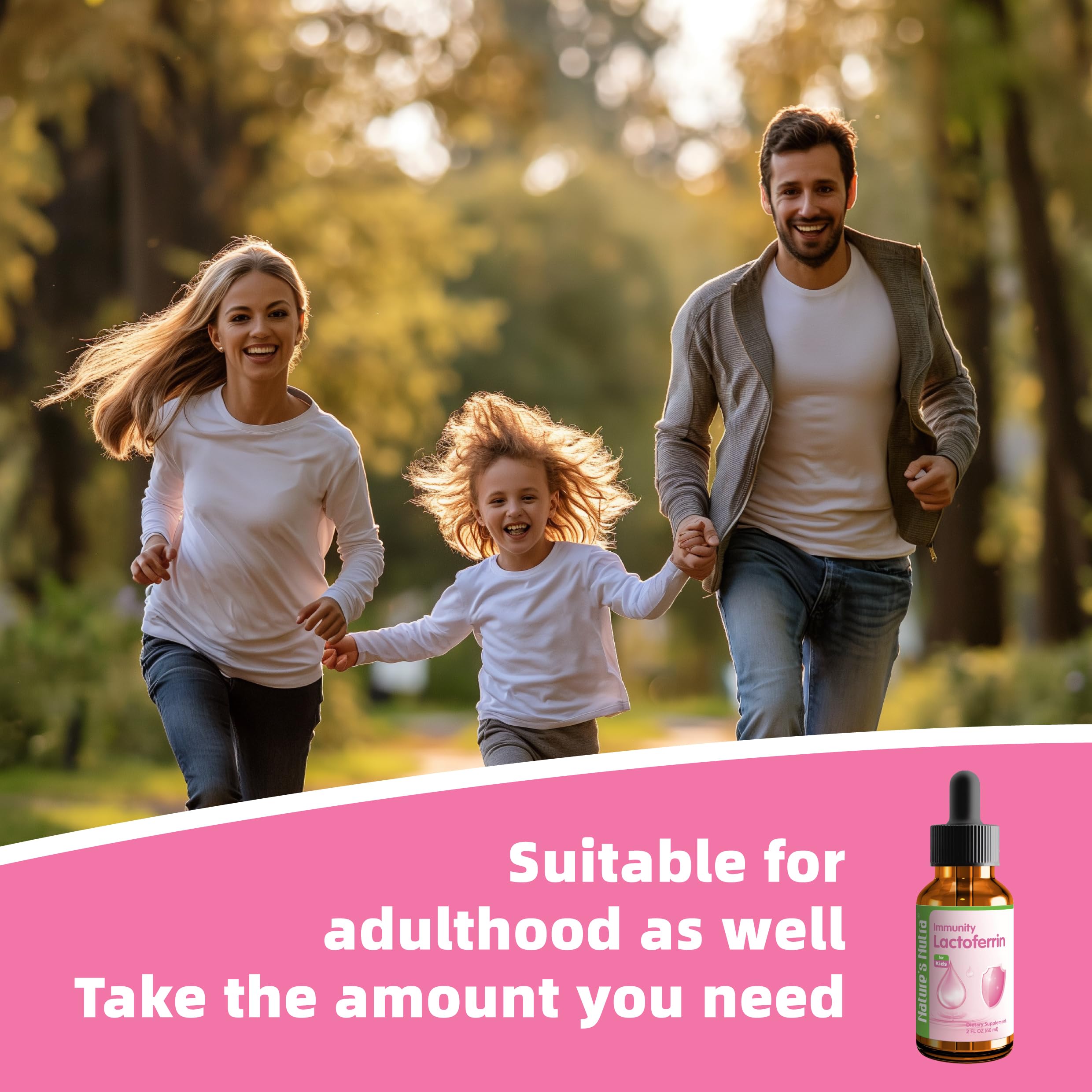 2 ml daily dosing graphic for Nature's Nutra Lactoferrin drops