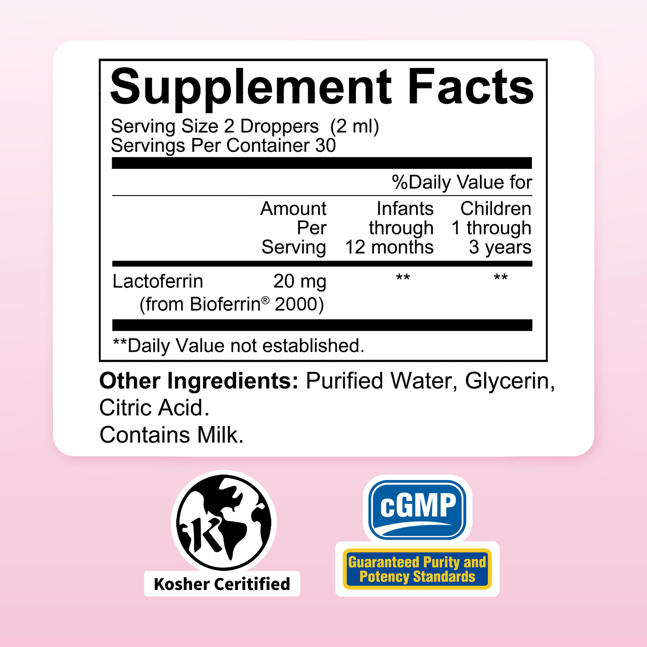 Nature's Nutra Lactoferrin dropper in use for direct oral dosing