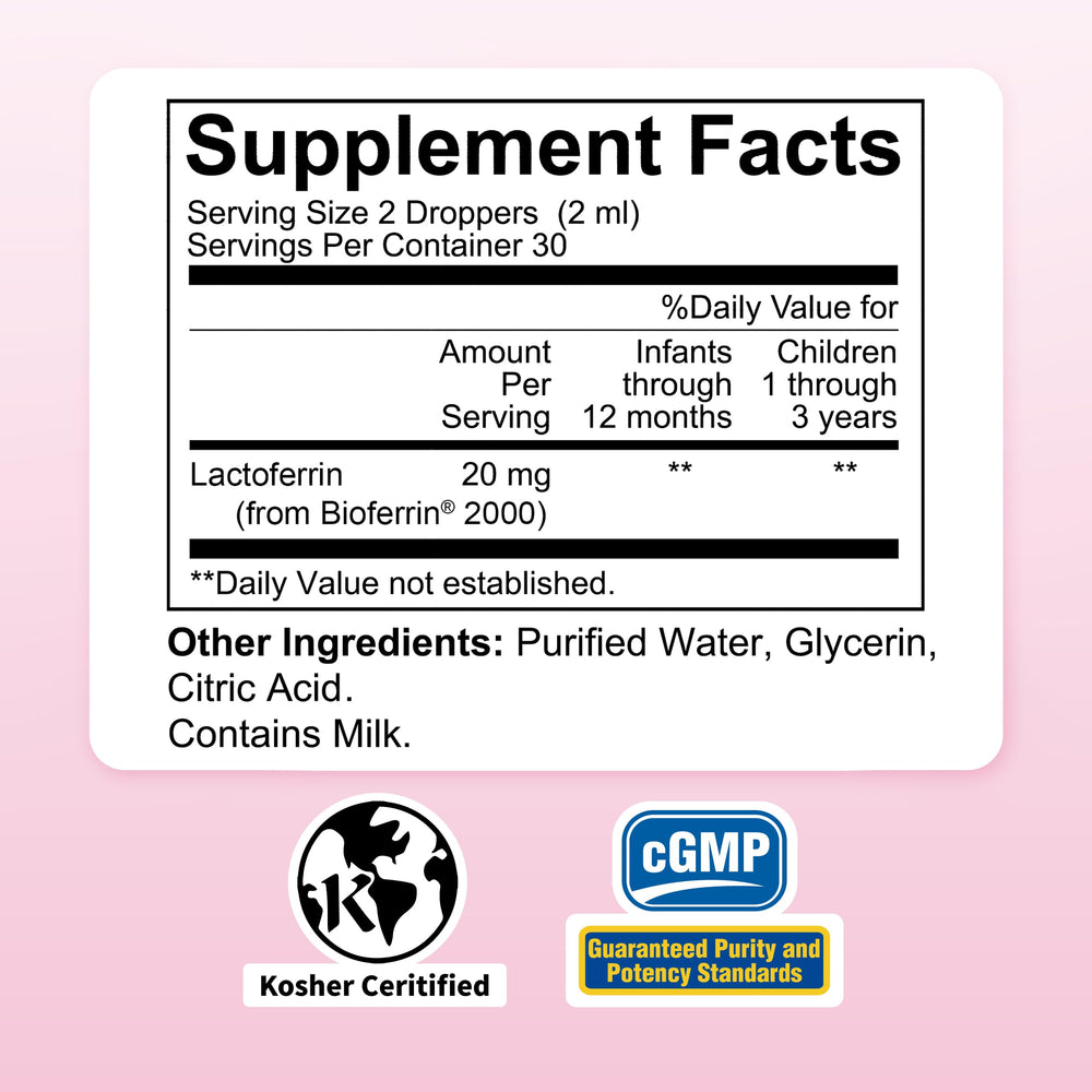 Nature's Nutra Lactoferrin dropper in use for direct oral dosing