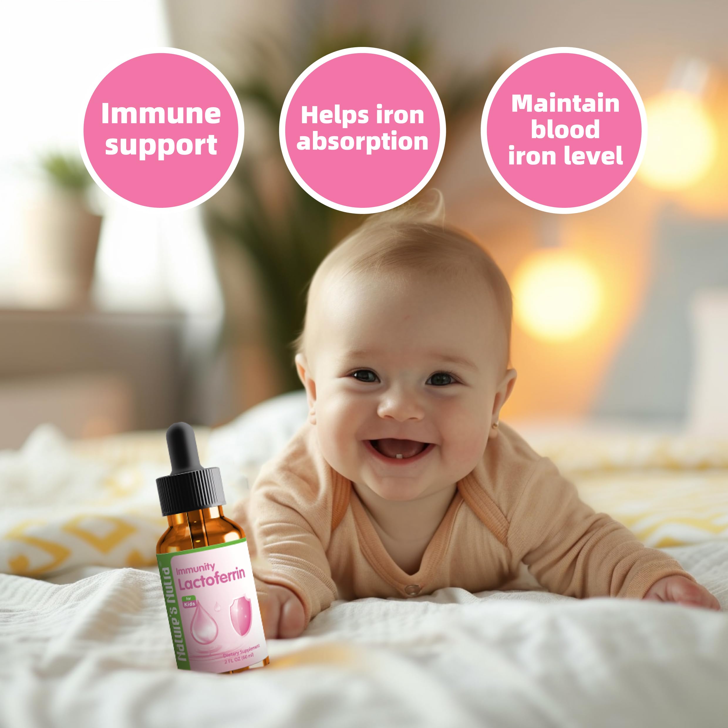 Packaging and clear dosing information for Nature's Nutra Lactoferrin