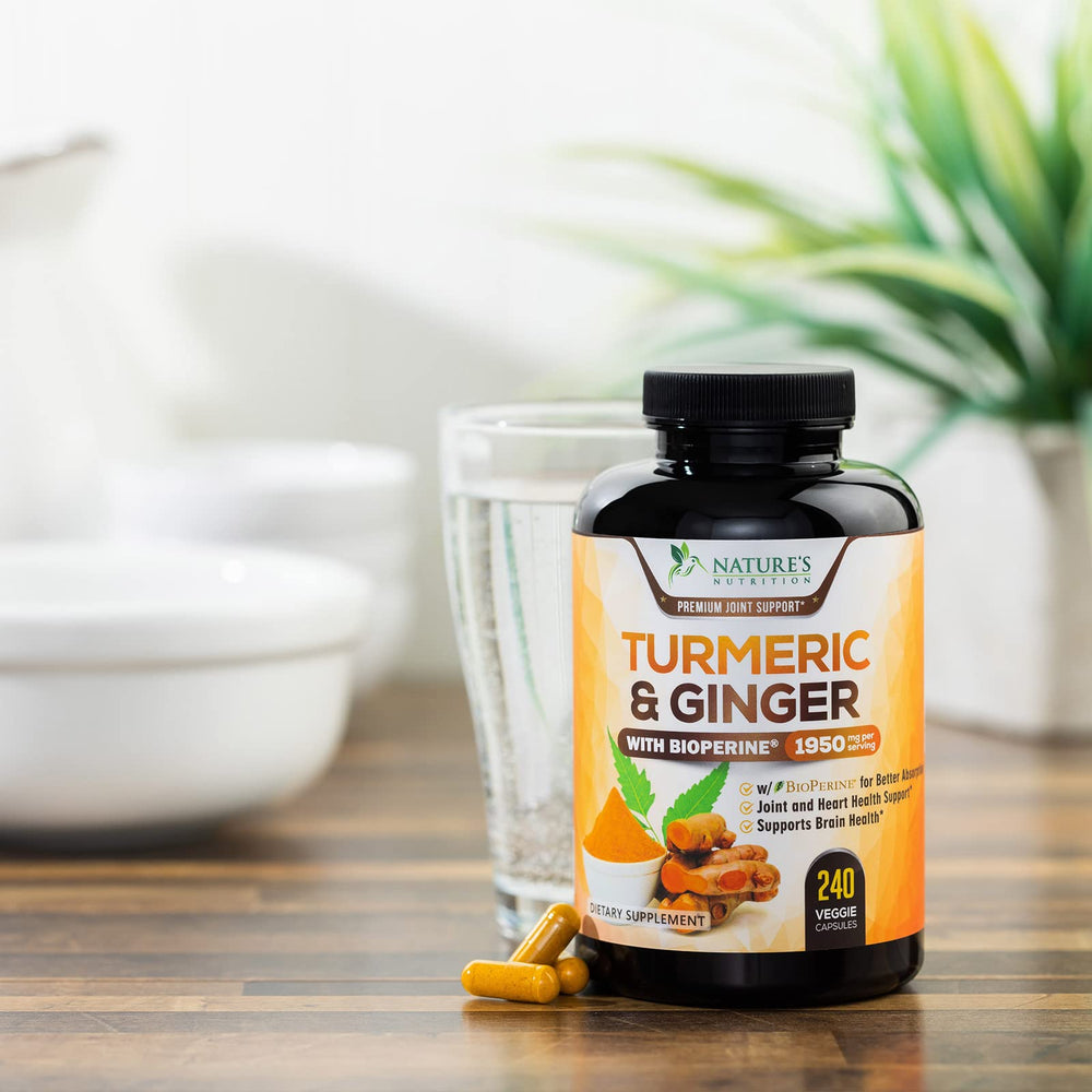 Nature's Nutrition bottle and capsules layout demonstrates a convenient 240-count supply.