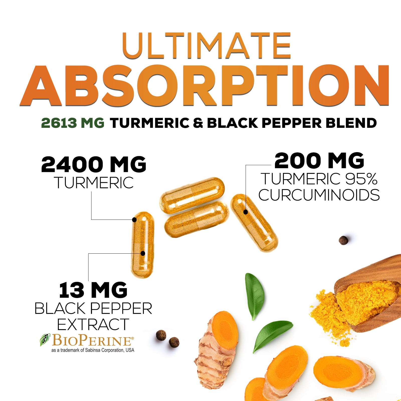 Nature's Nutrition 2600mg turmeric capsules in bottle for daily use