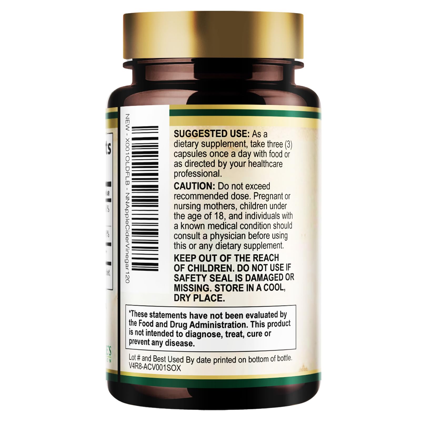 Nature's Nutrition Apple Cider Vinegar Capsules beside a glass of water after meals