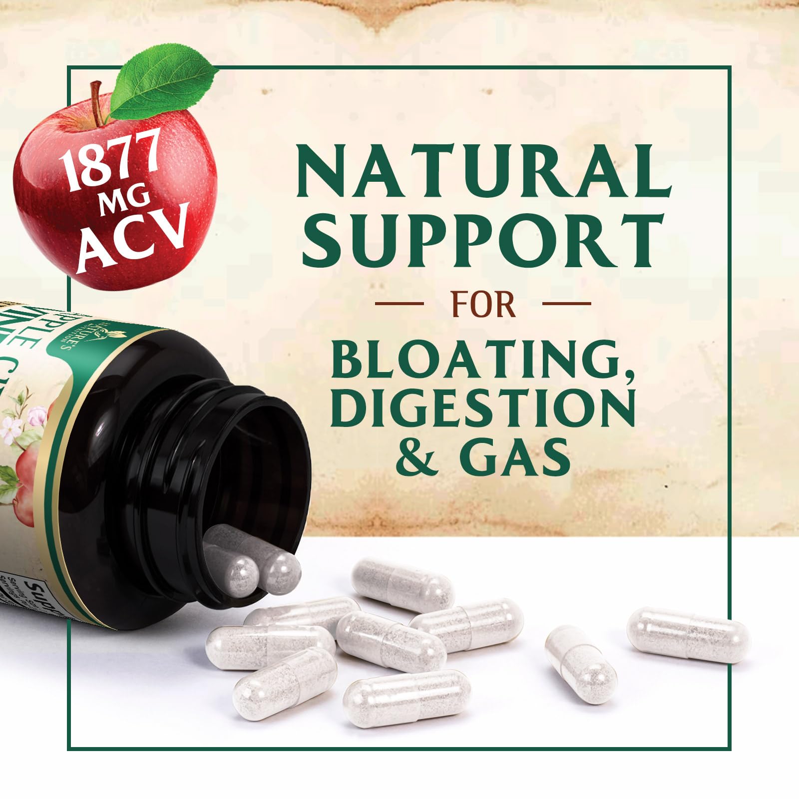 Nature's Nutrition ACV capsules sugar-free and gluten-free label visible
