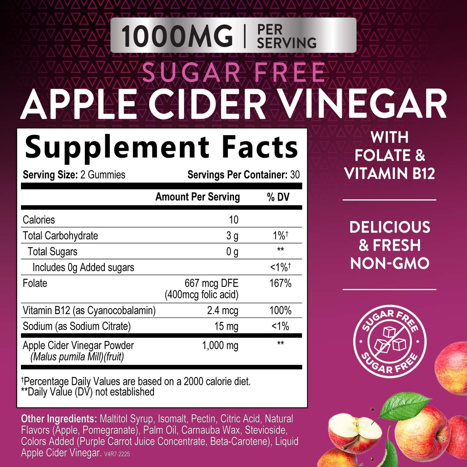 Nature's Nutrition ACV gummies close-up showing chewy texture and color.
