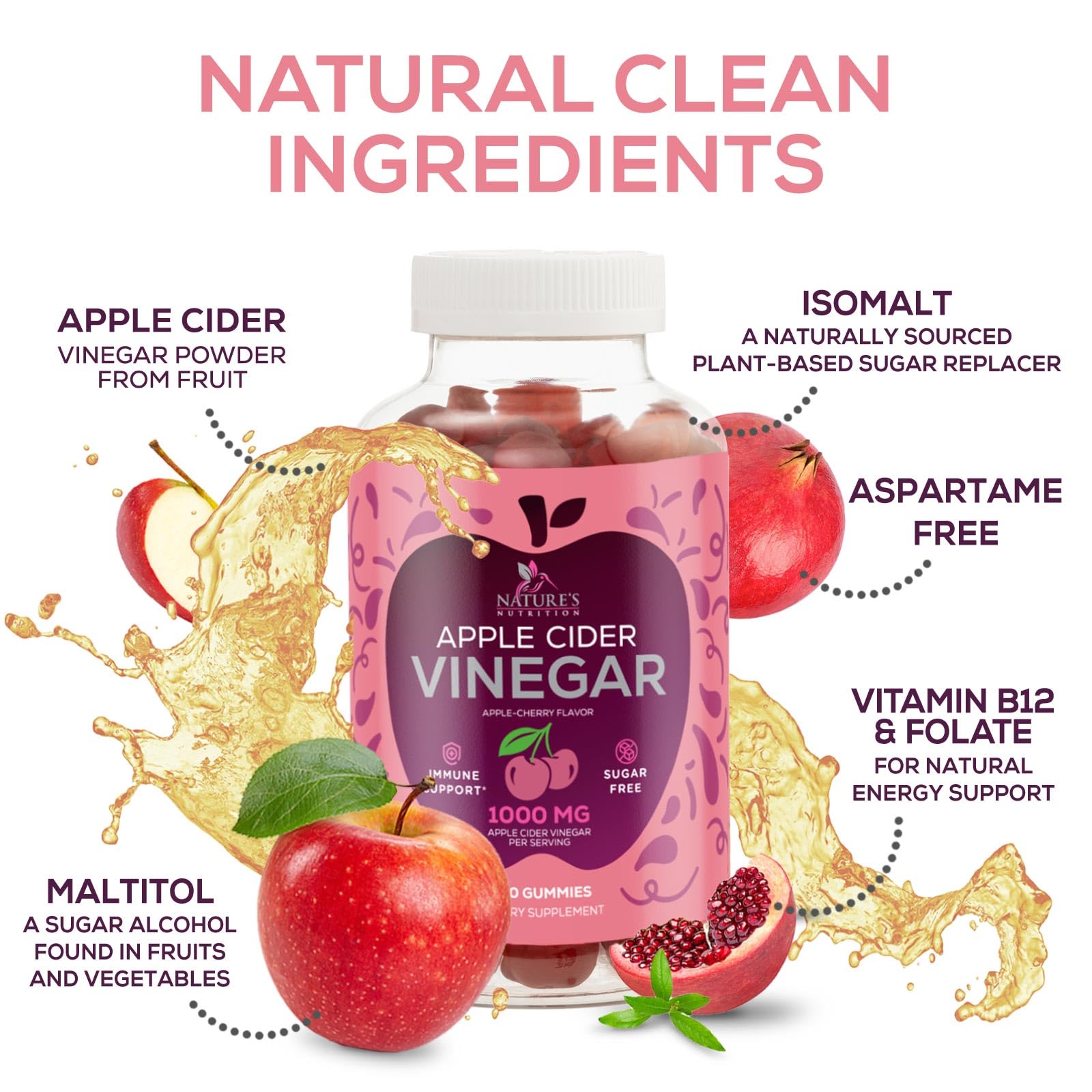 Vegan and Non-GMO logos on Nature's Nutrition packaging.