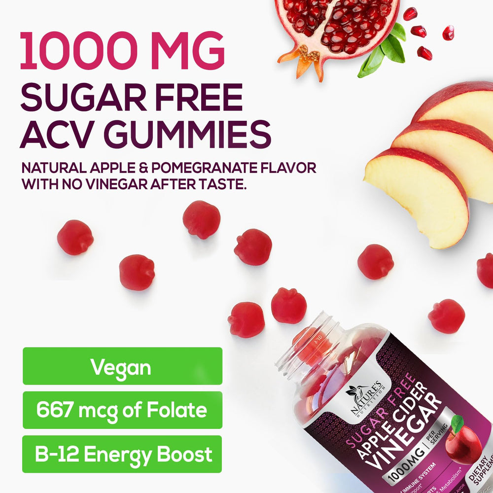 Nature's Nutrition ACV gummies with Vitamin B12 for potential energy support.