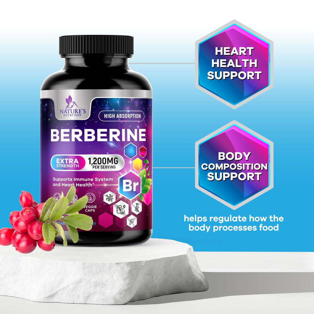 Botella de Estados Unidos de Nature's Nutrition Berberina HCL Blend, calidad asegurada.
