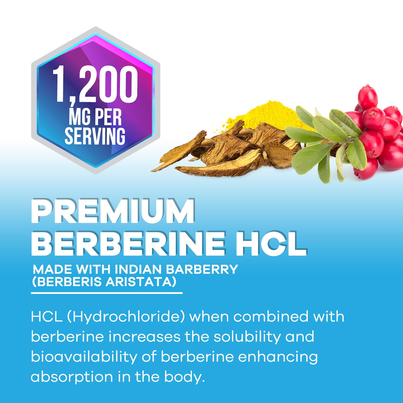Etiqueta detallada de Nature's Nutrition Berberina HCL Blend, lista de ingredientes.