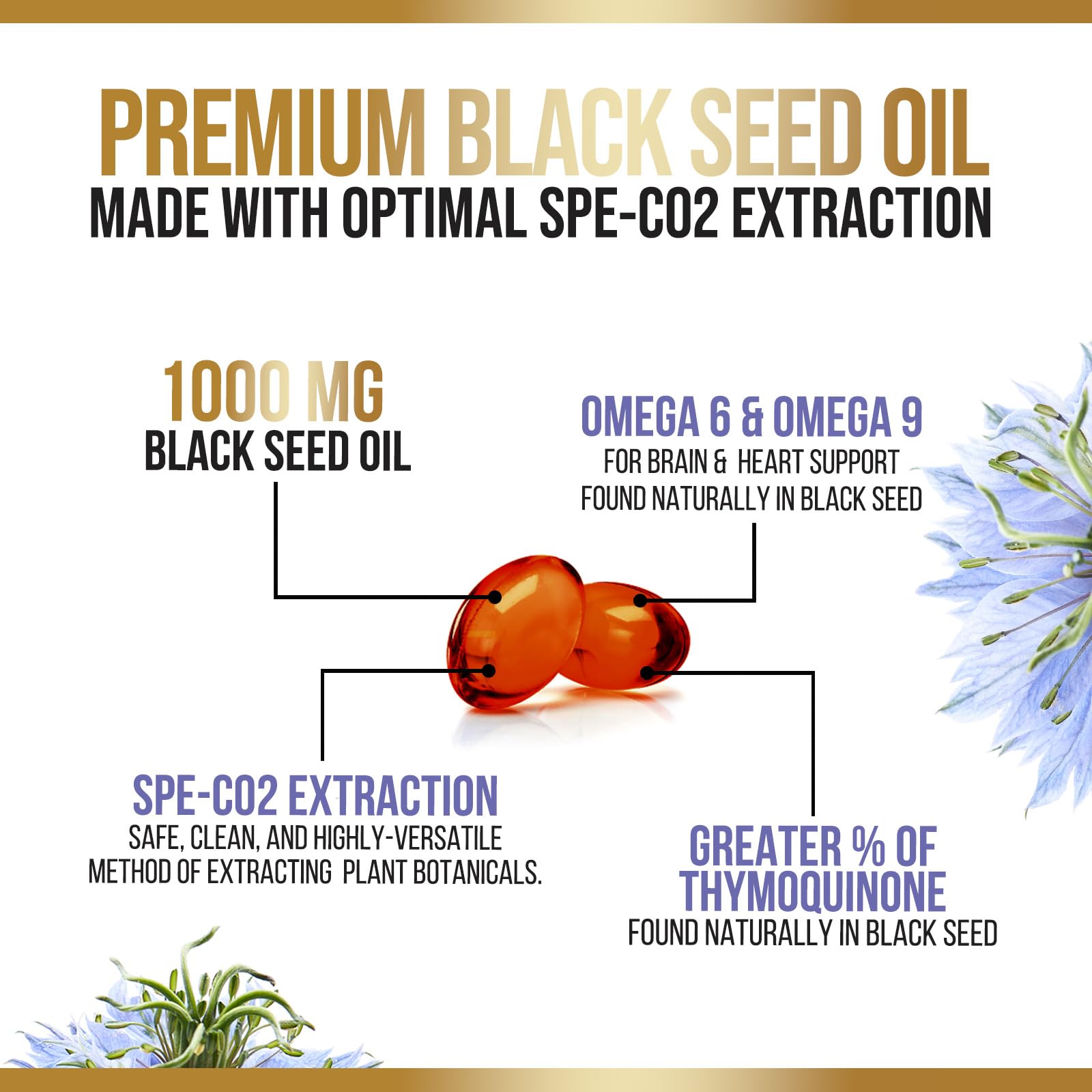 Nature's Nutrition Black Seed Oil Capsules 1000mg packaging box showcases product details and batch information