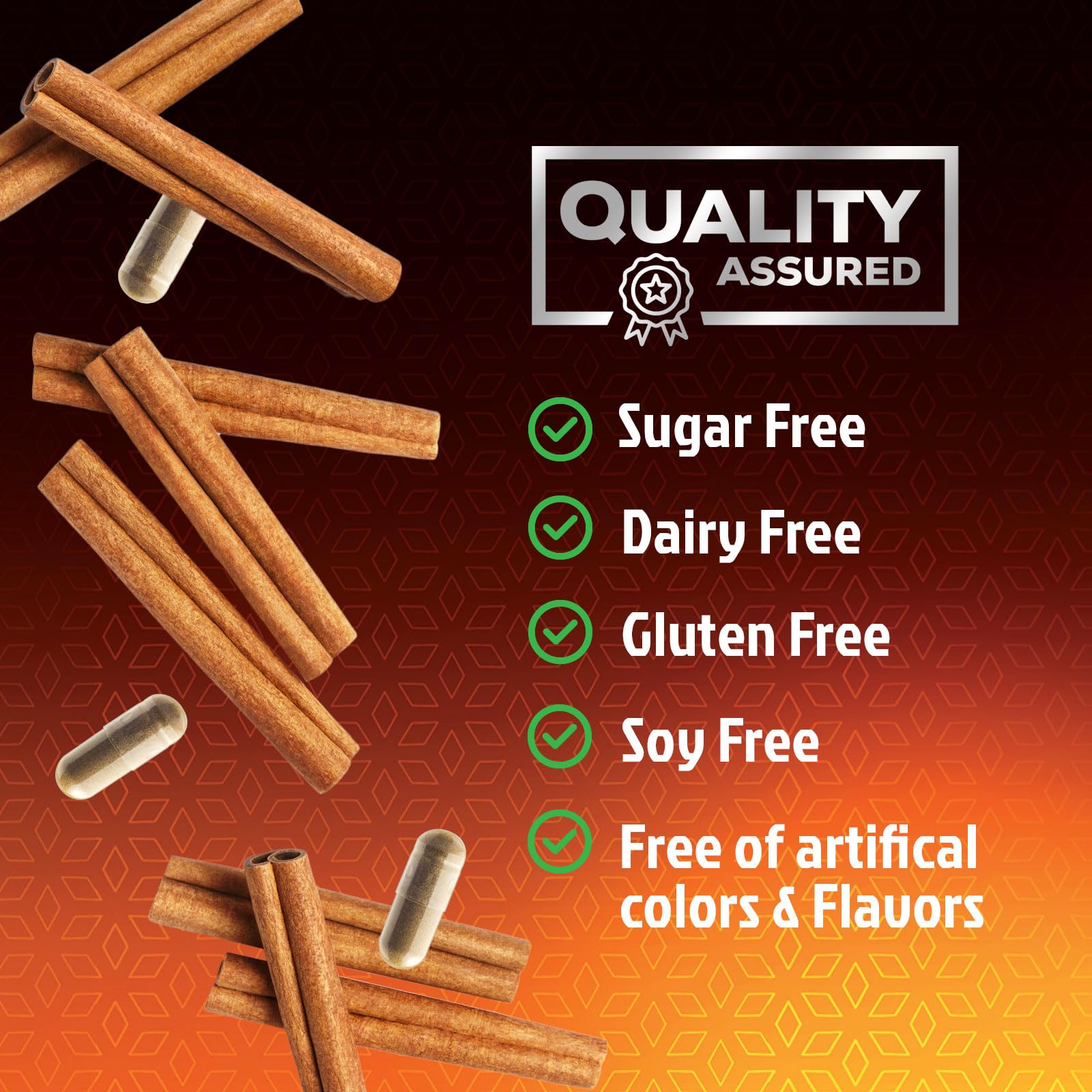 Nutrition facts panel highlighting 1800mg per serving on cinnamon supplement