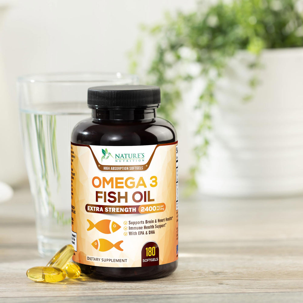 Nature's Nutrition 180 softgels for convenient daily omega-3 routine.