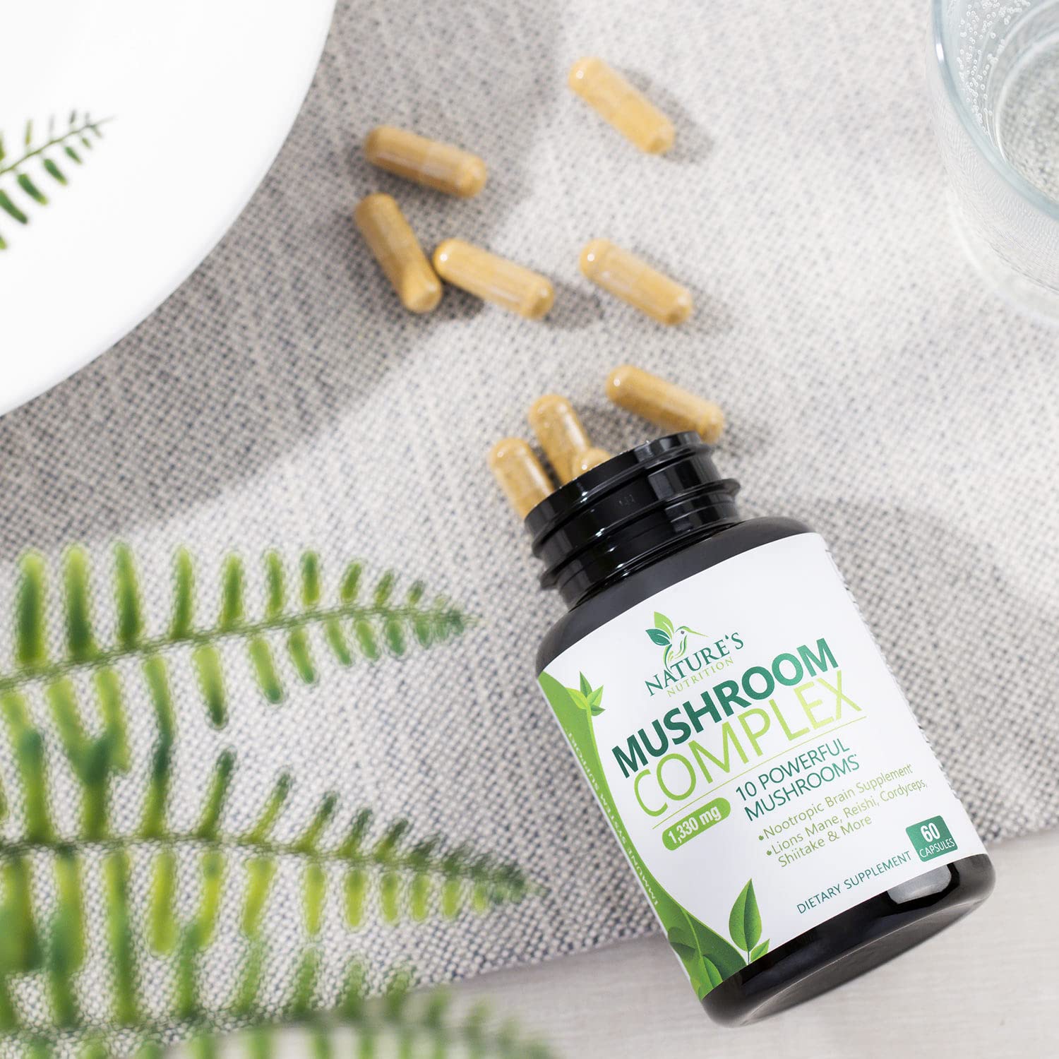 Nature's Nutrition bottle on shelf highlights everyday wellness routine.