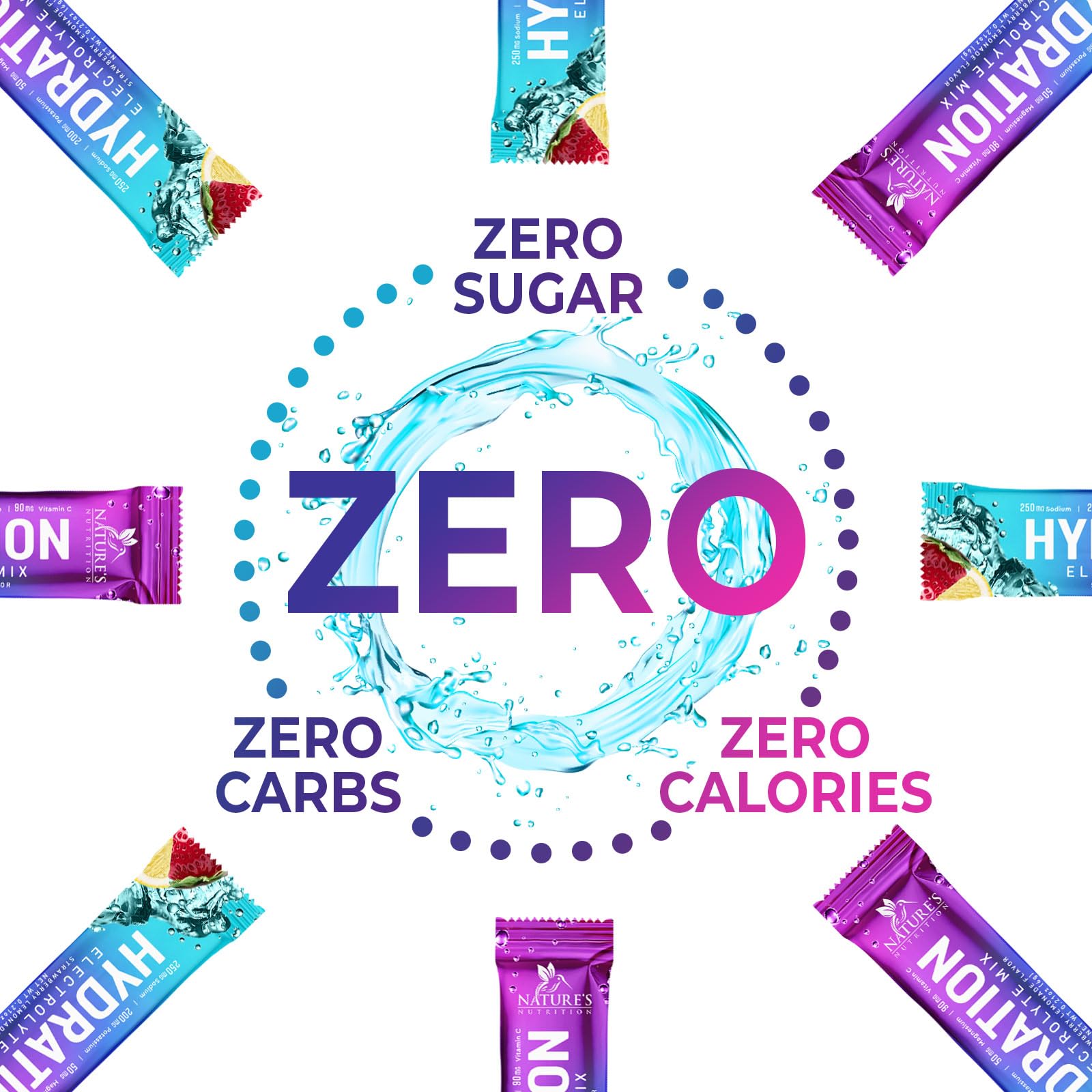 Nature's Nutrition electrolytes packet in gym bag for portable hydration.
